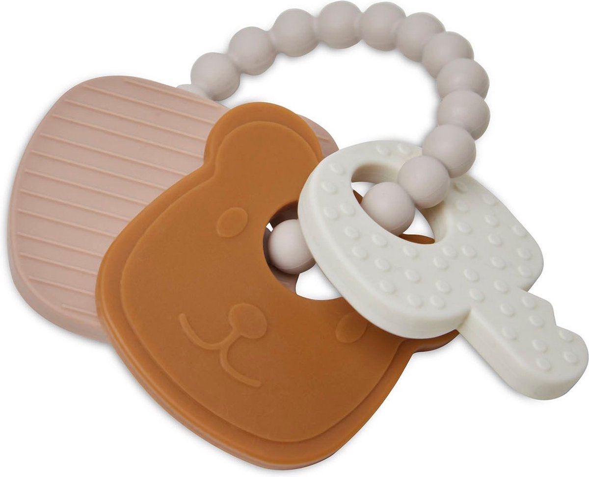 Jollein silicone bijtring sleutelbos - Teddy Bear