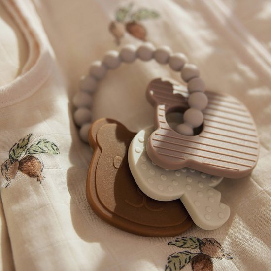 Jollein silicone bijtring sleutelbos - Teddy Bear