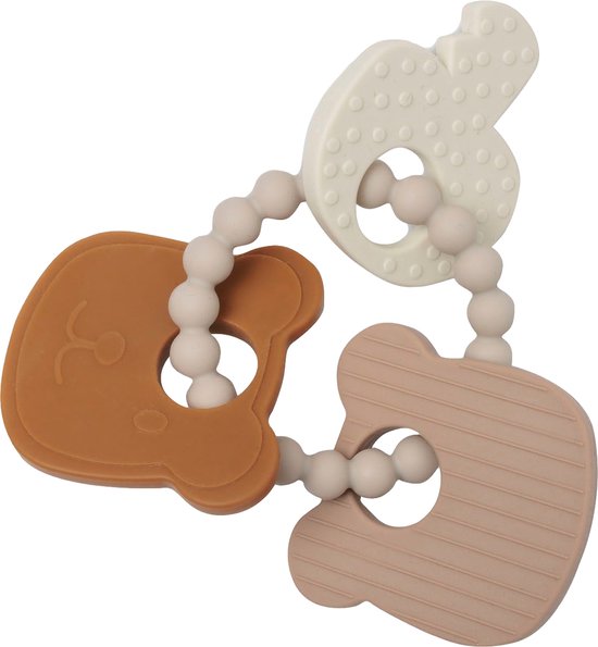 Jollein silicone bijtring sleutelbos - Teddy Bear