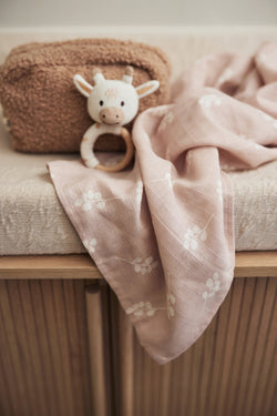 Jollein hydrofiele doek 70x70cm - Twig Wild Rose 3 ST