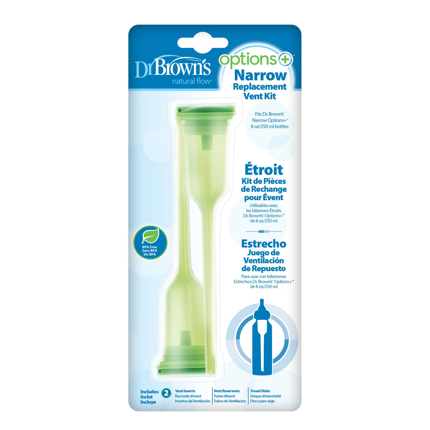 Dr. Brown’s Options+ anti-koliek standaard halsfles vervangingskit - 250ml 2 ST
