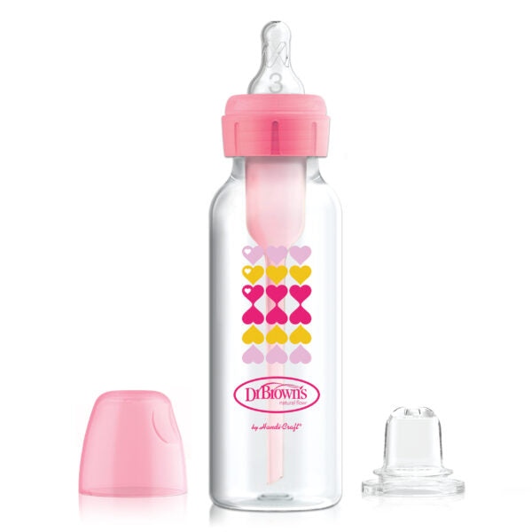 Dr. Brown’s Options+ standaard halsfles bottle to sippy starterkit - 250ml Roze