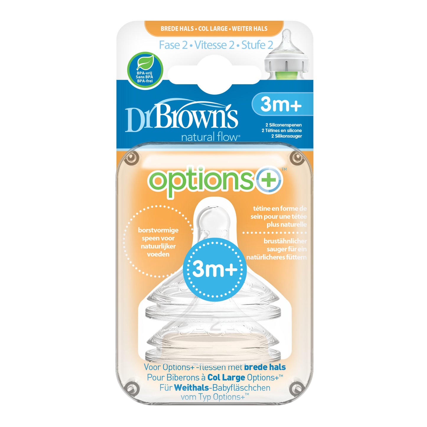 Dr. Brown’s brede halsfles spenen - Fase 2