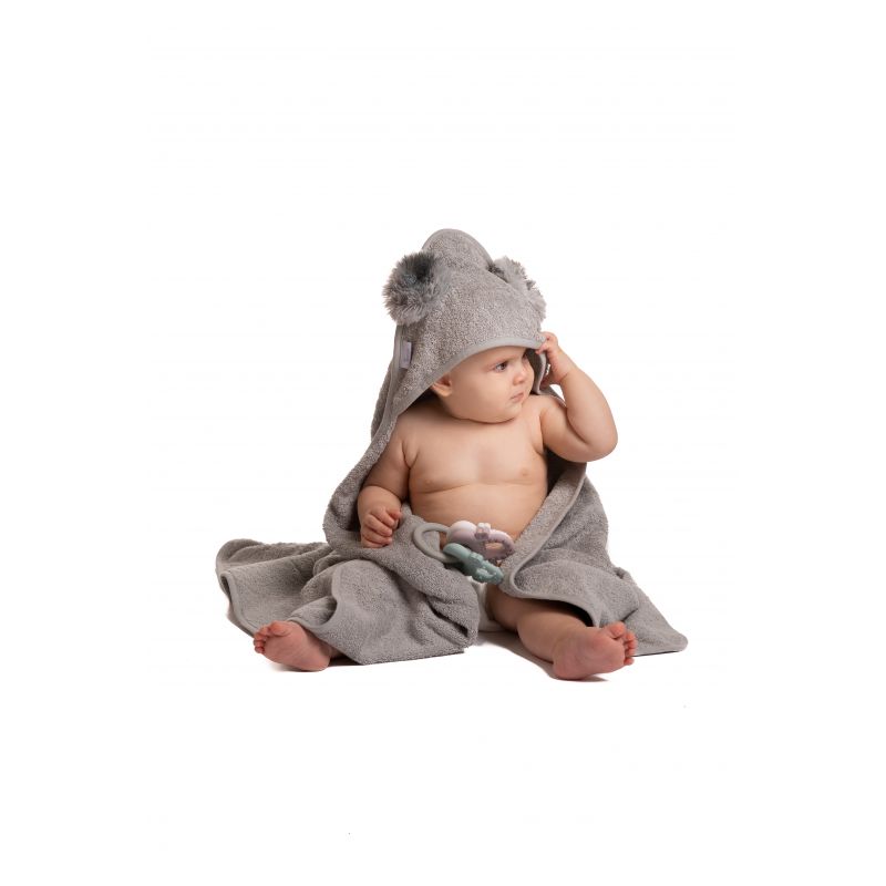 Bo Jungle bath cape - Blue bear/Grey koala/Pink flower