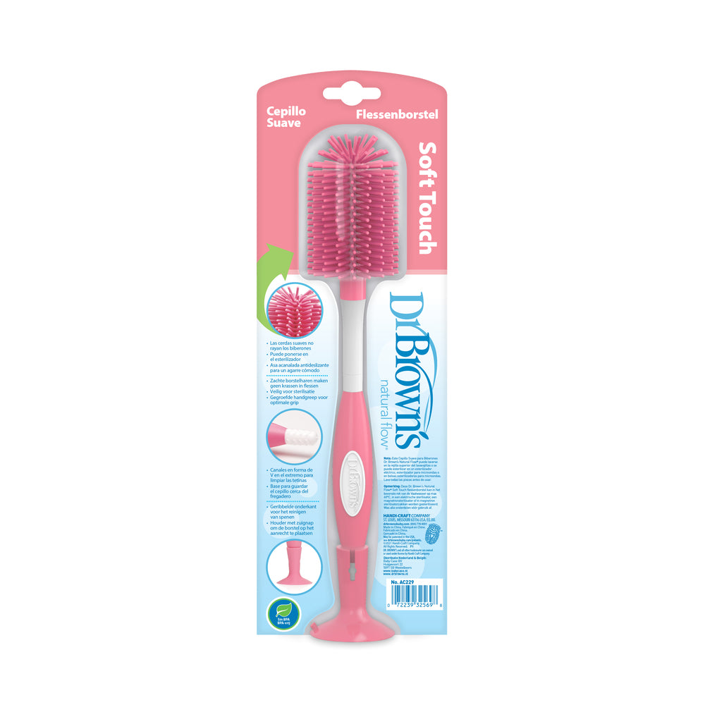 Dr. Brown’s silicone flessenborstel - Blauw/Roze