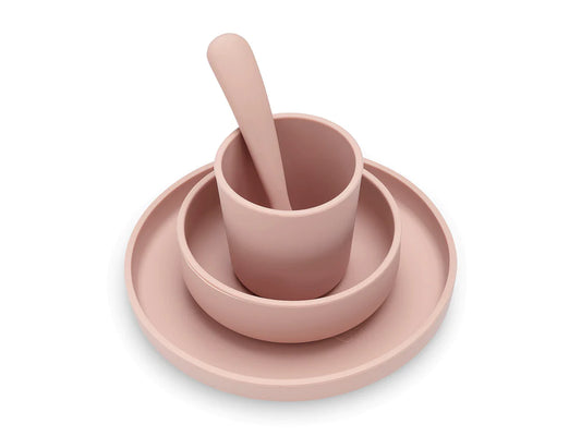 Jollein silicone 4-delig kinderserviesset - Pale Pink/Caramel/Nougat/Ash Green